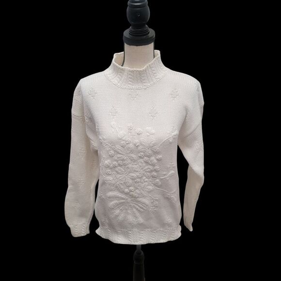 Vintage Norm Thompson 100% Cotton Sweater with Embroidery. Size M. - Picture 3 of 12